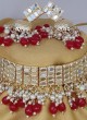 Gold And Red Mirror Studded Choker Necklace Set